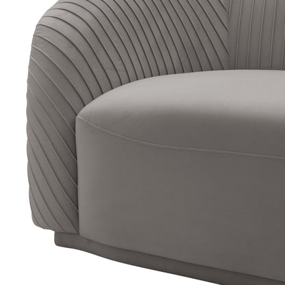 Wren Pleated Grey Velvet Sofa