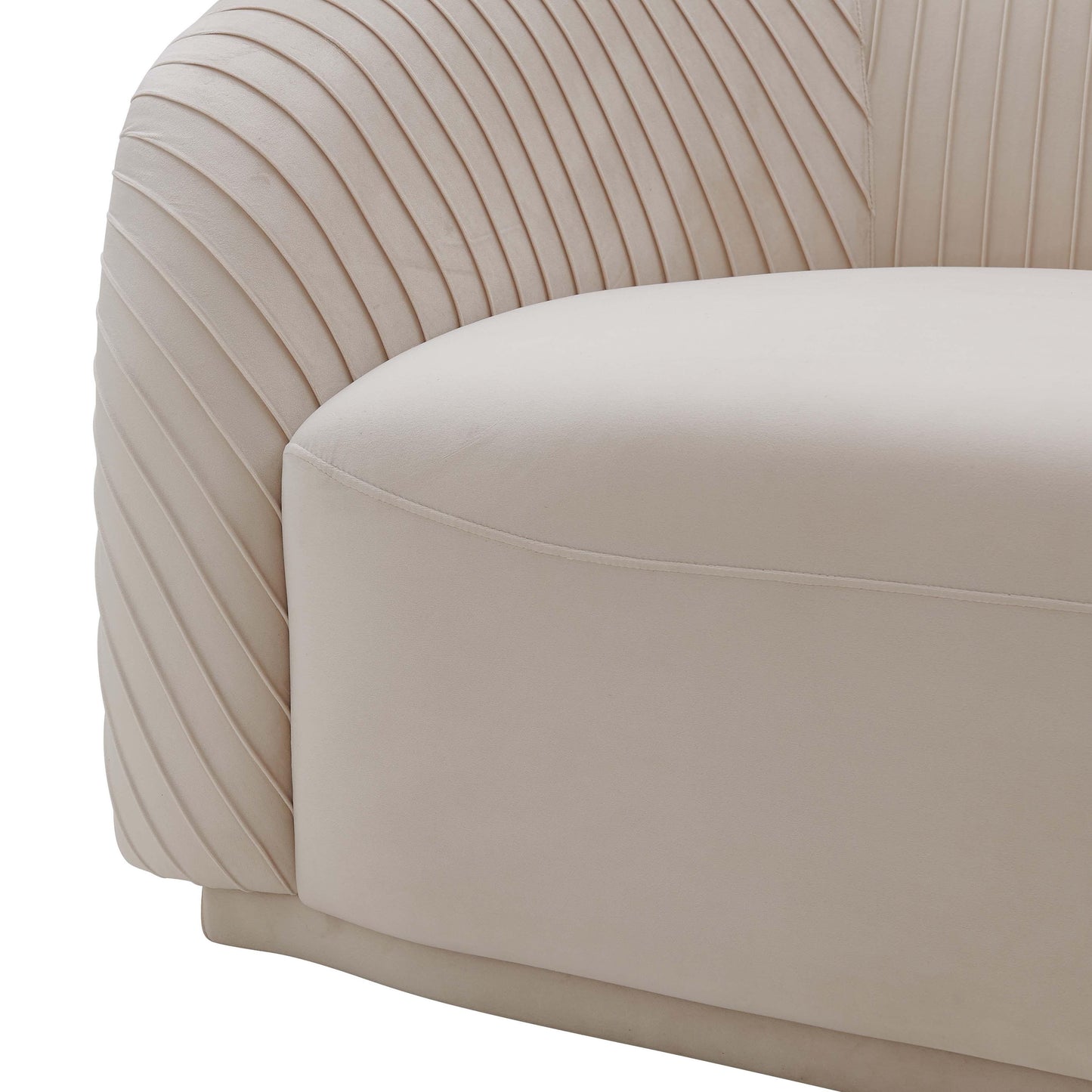 wren pleated beige velvet sofa