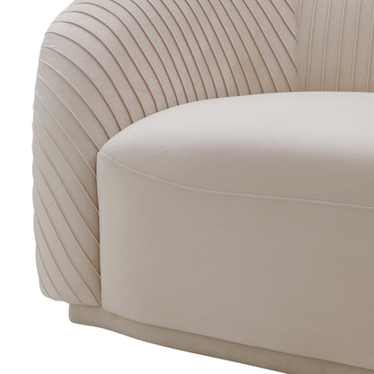 Wren Pleated Beige Velvet Sofa