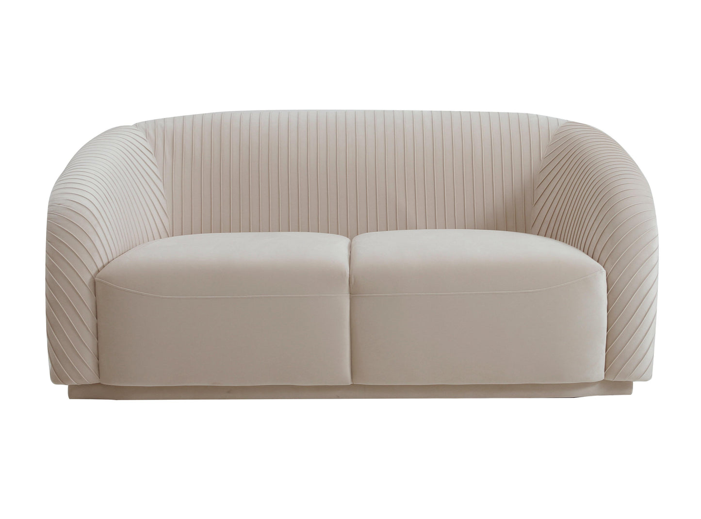 wren pleated beige velvet loveseat