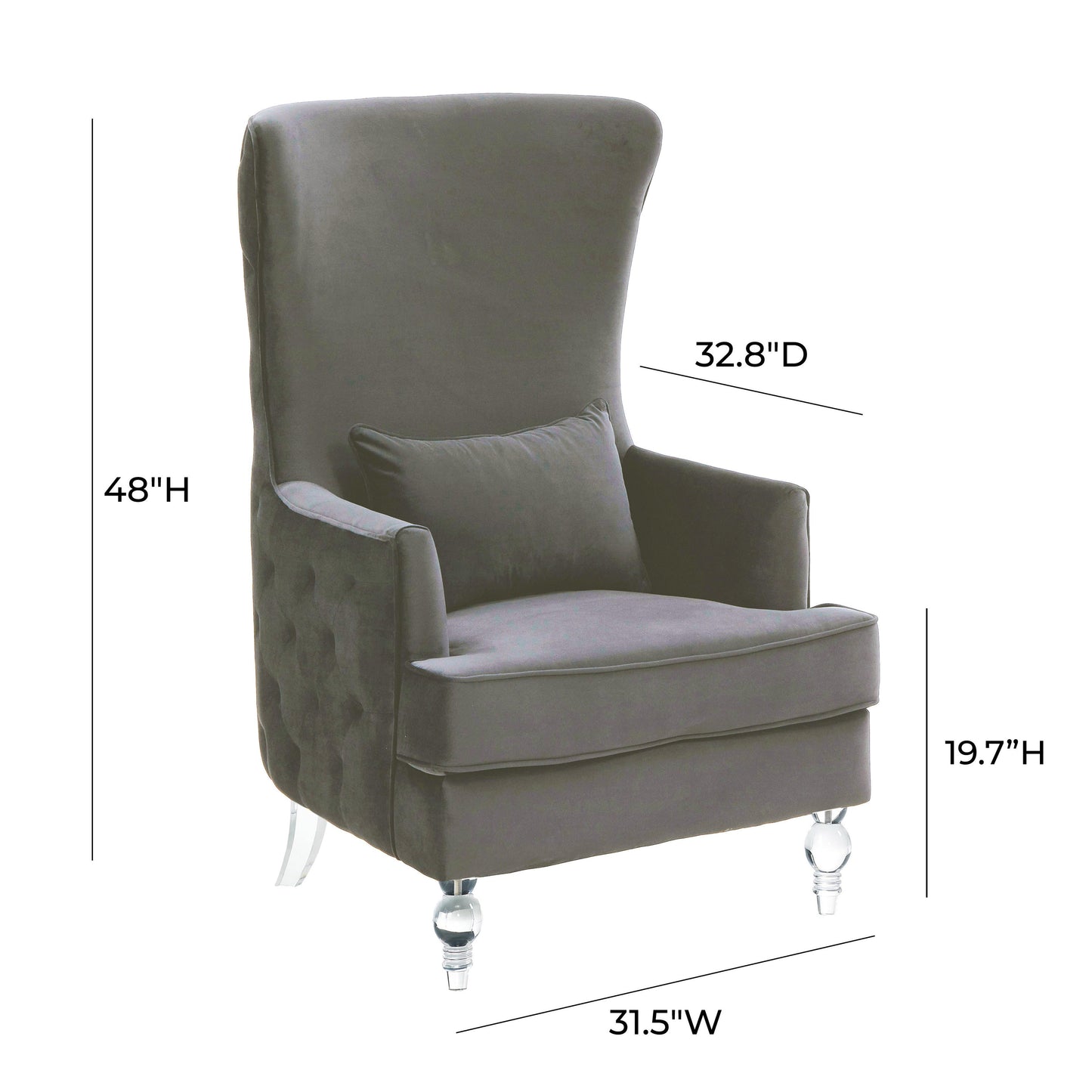 alana tall chair with acrylic legs - grey