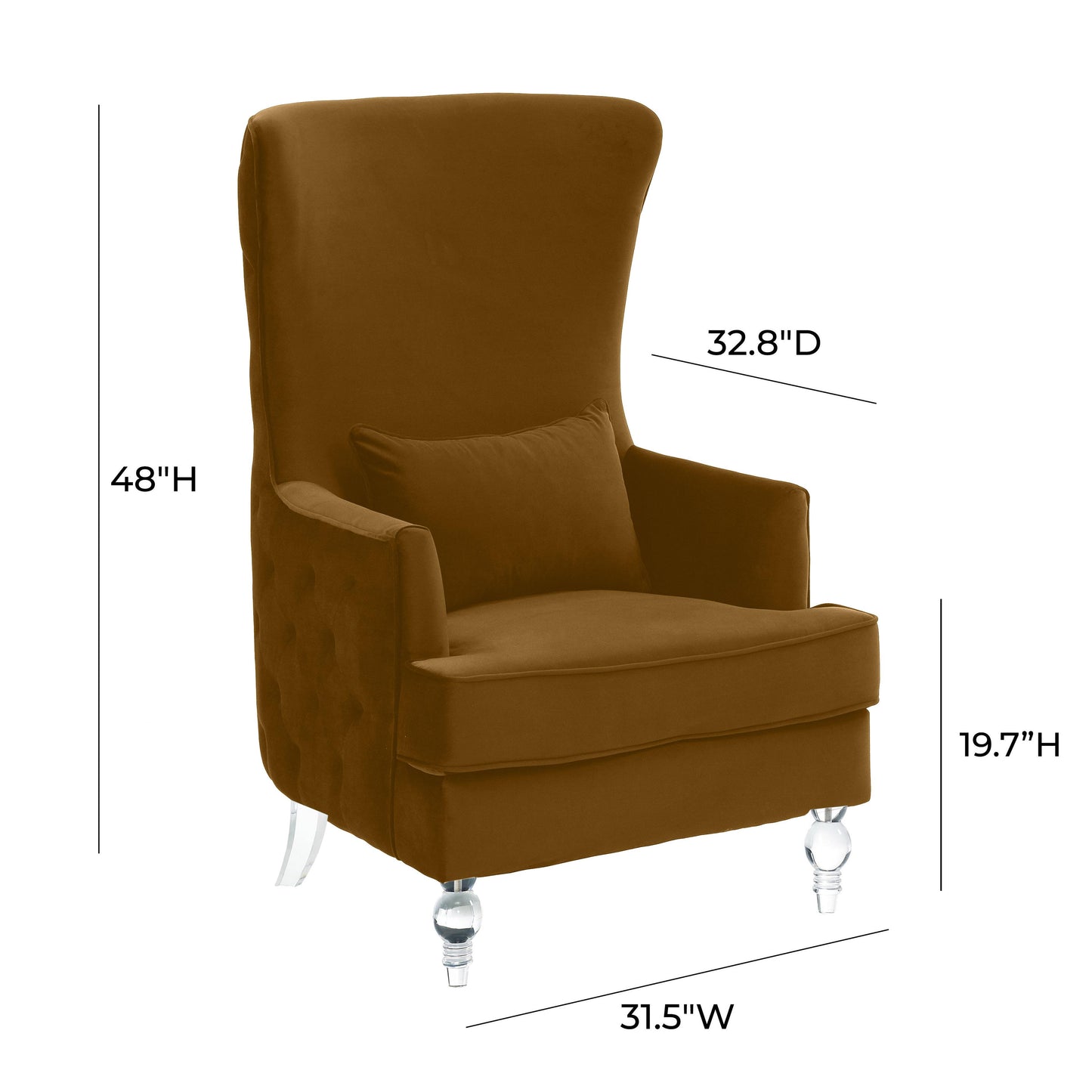 alana tall chair with acrylic legs - cognac