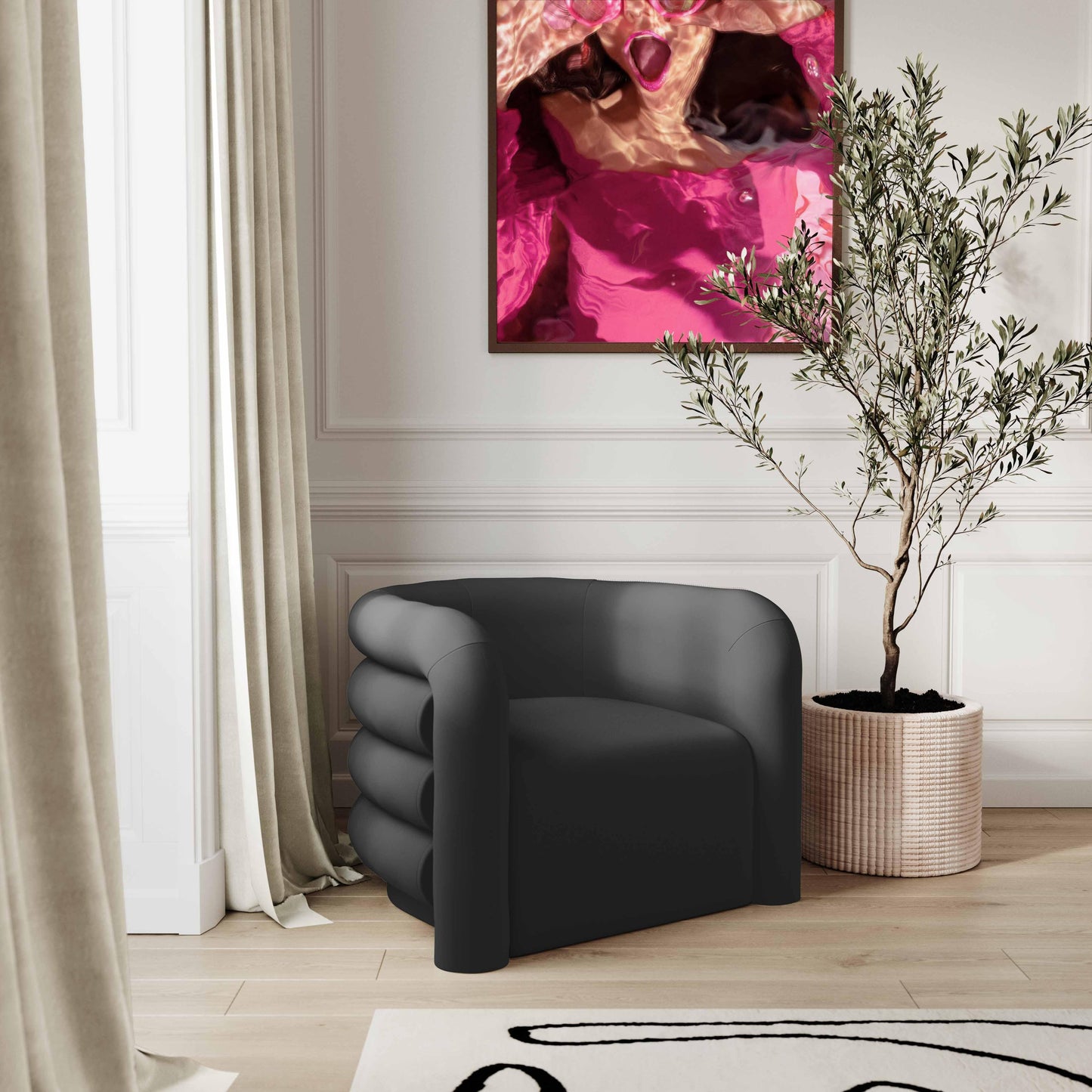 tildy black velvet lounge chair