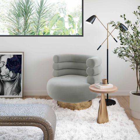 Hound Grey Velvet Swivel Chair
