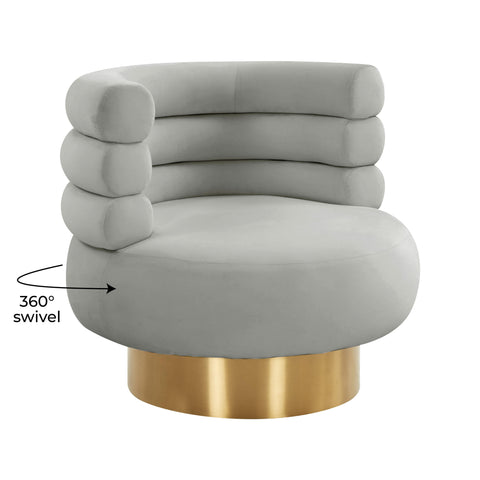 Hound Grey Velvet Swivel Chair