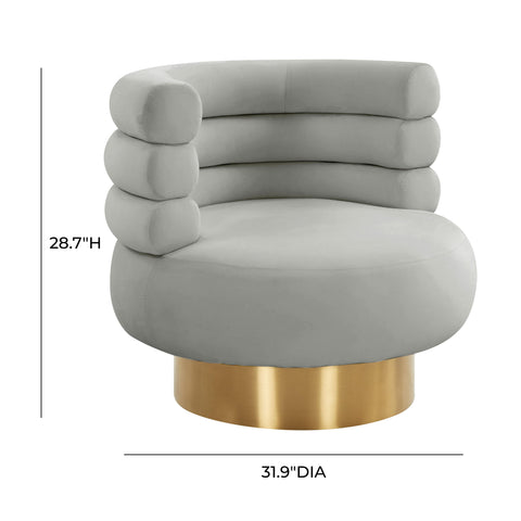 Hound Grey Velvet Swivel Chair