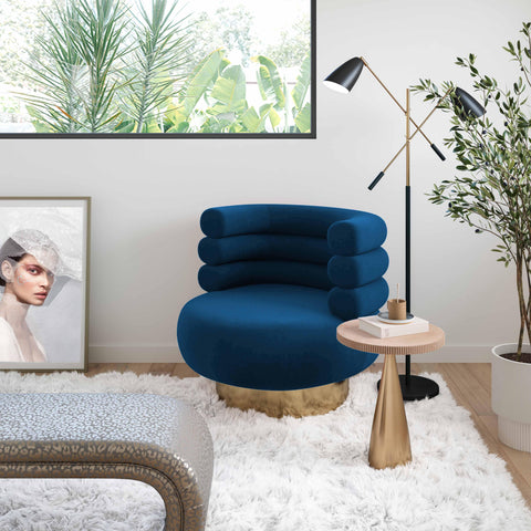 Hound Navy Velvet Swivel Chair