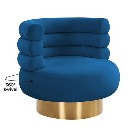 Hound Navy Velvet Swivel Chair