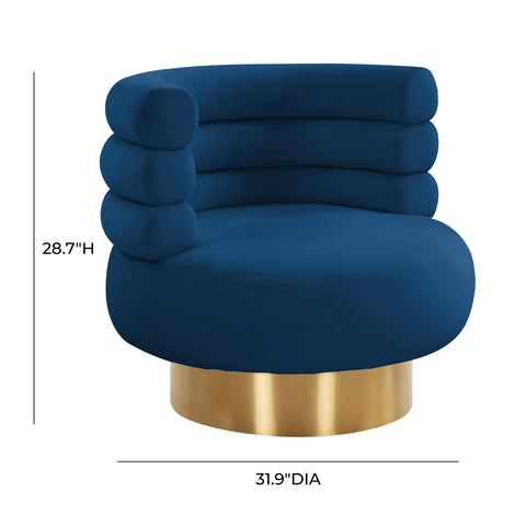 Hound Navy Velvet Swivel Chair