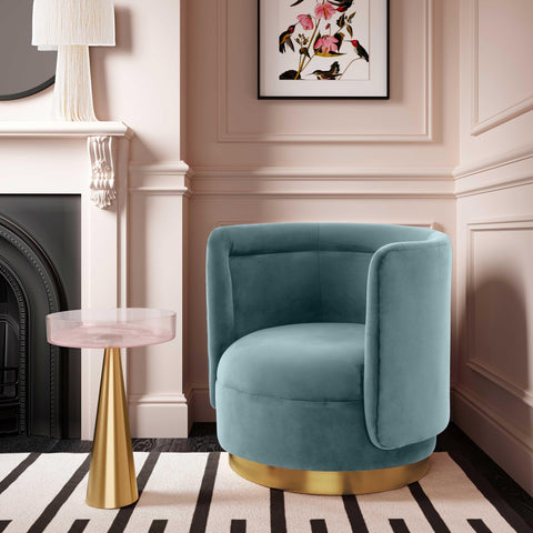 Helga Bluestone Velvet Swivel Chair