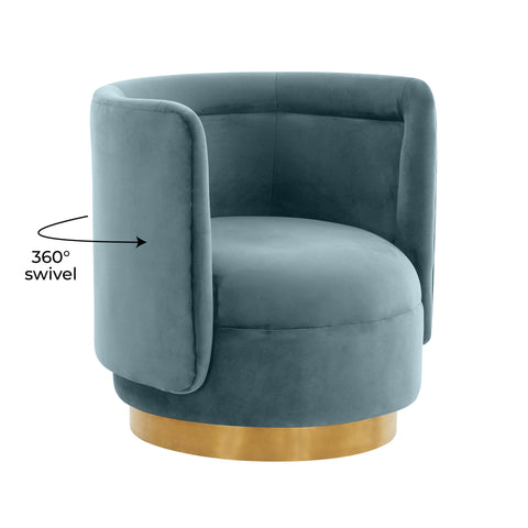 Helga Bluestone Velvet Swivel Chair