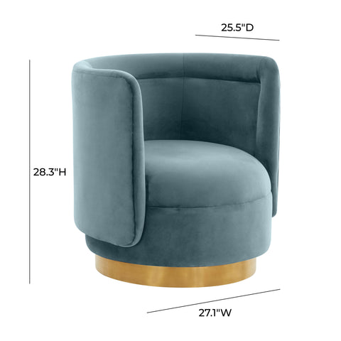 Helga Bluestone Velvet Swivel Chair