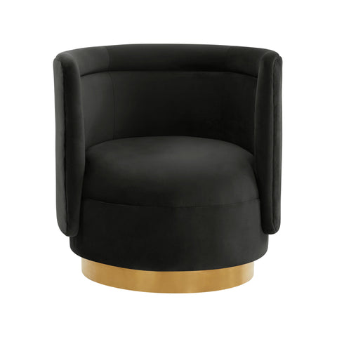 Helga Black Velvet Swivel Chair