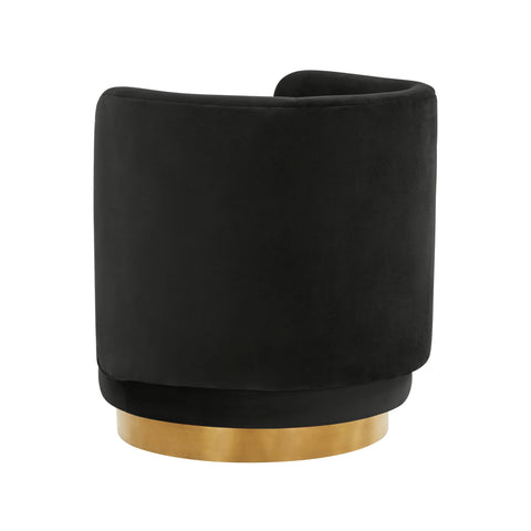 Helga Black Velvet Swivel Chair