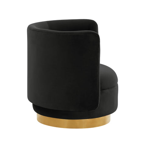 Helga Black Velvet Swivel Chair