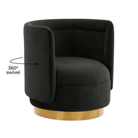 Helga Black Velvet Swivel Chair