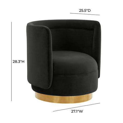 Helga Black Velvet Swivel Chair