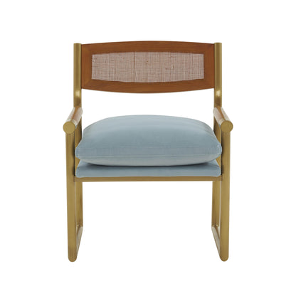 Kelsey Rattan Dusty Blue Velvet Chair