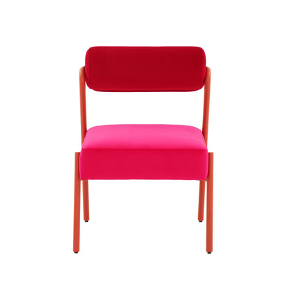 Crescent Hot Pink Velvet Accent Chair