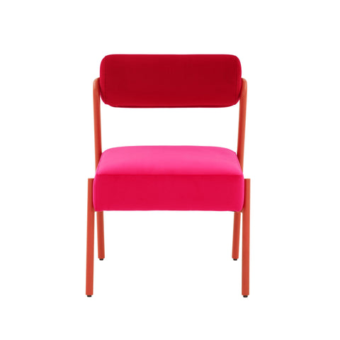 Crescent Hot Pink Velvet Accent Chair