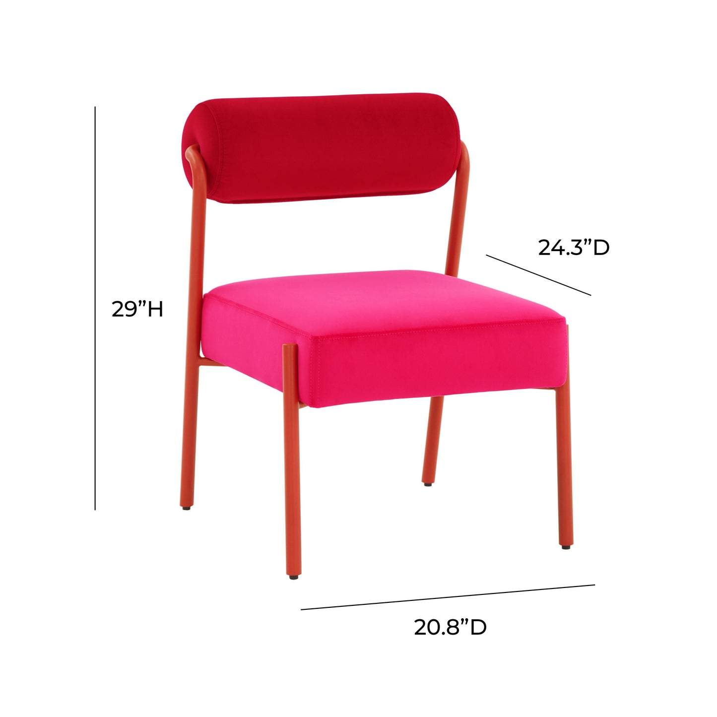 crescent hot pink velvet accent chair