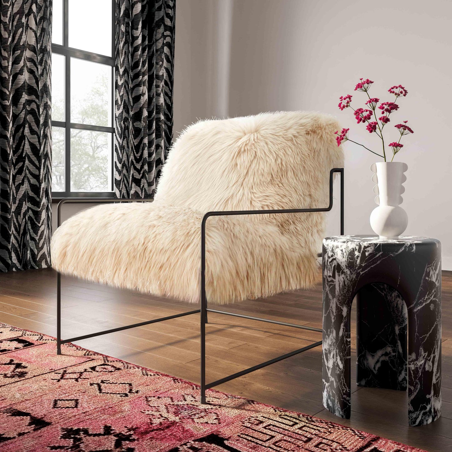 emery natural genuine sheepskin chair