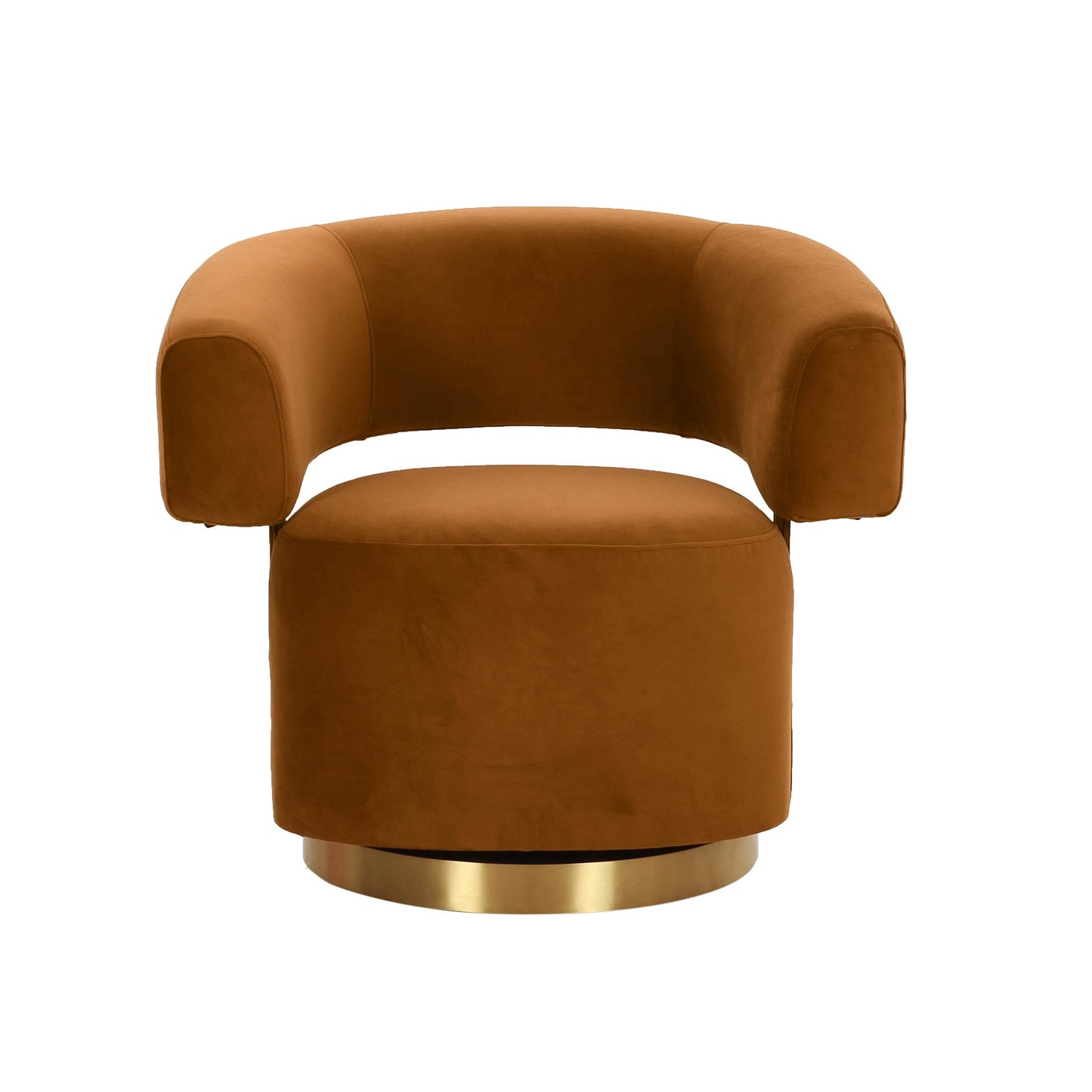 stone cognac velvet swivel accent chair