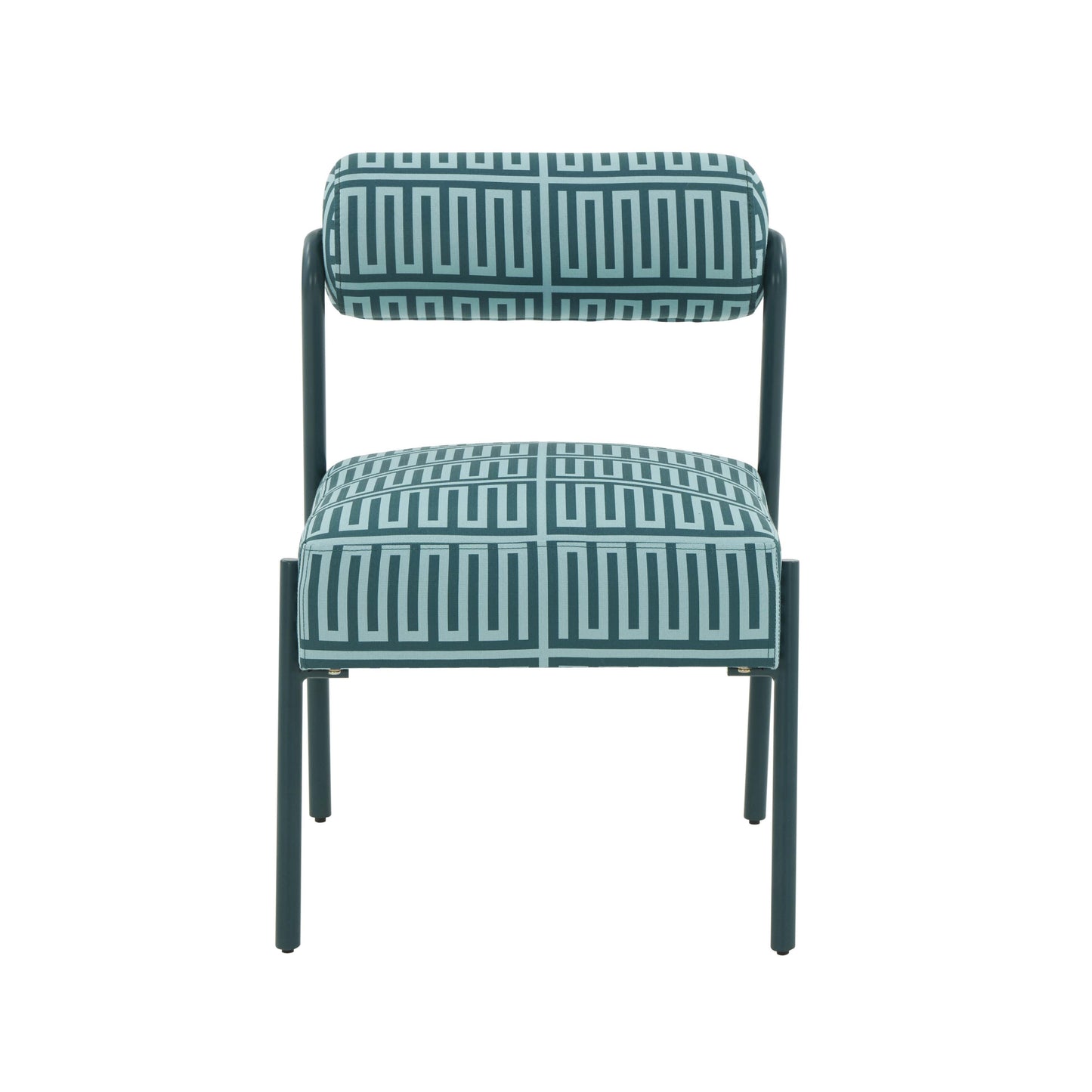 crescent green patterned linen accent chair