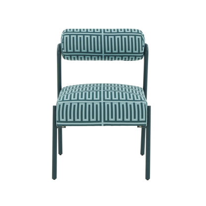 Crescent Green Patterned Linen Accent Chair