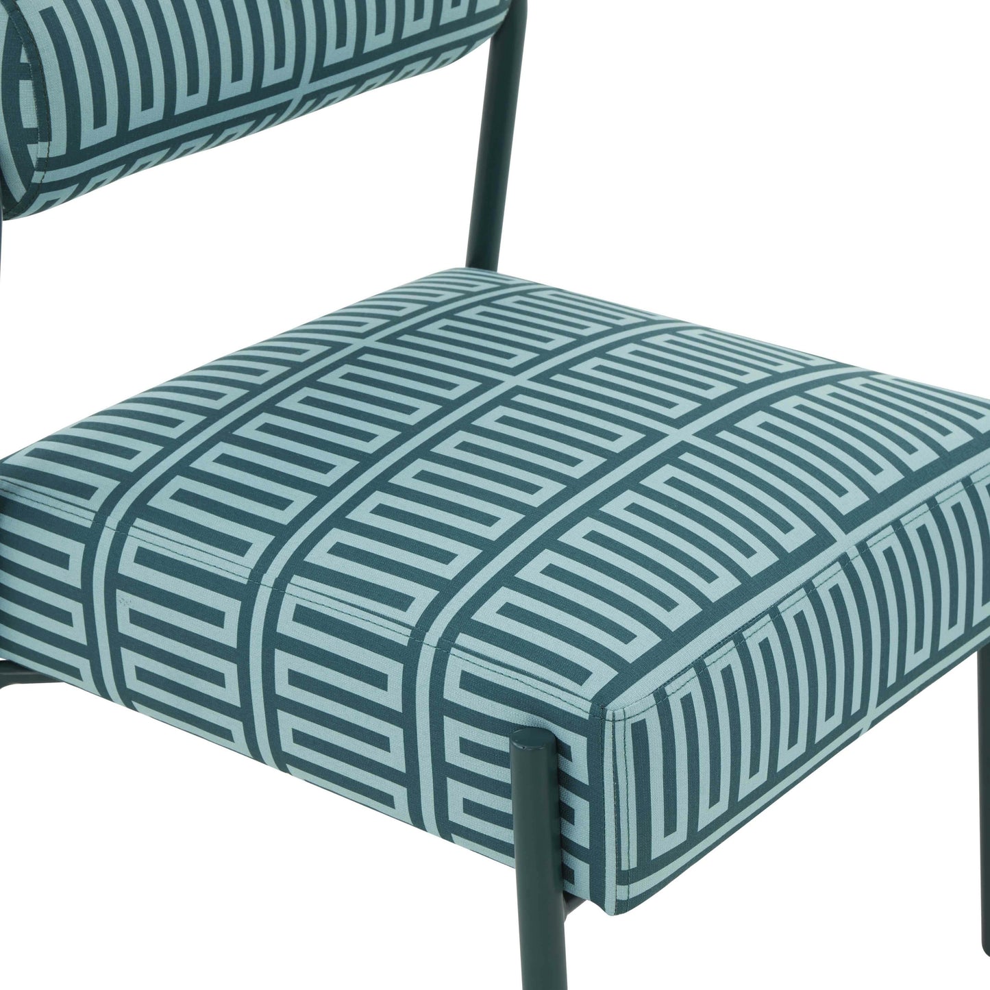 crescent green patterned linen accent chair