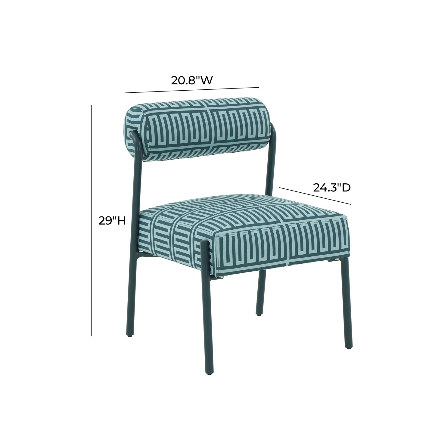 crescent green patterned linen accent chair