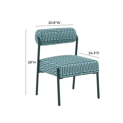 Crescent Green Patterned Linen Accent Chair