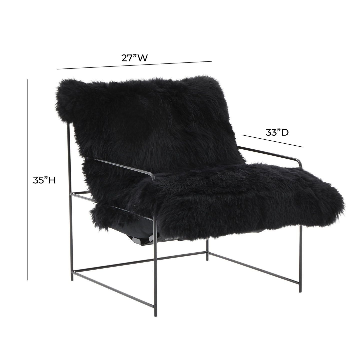 emery black genuine sheepskin chair