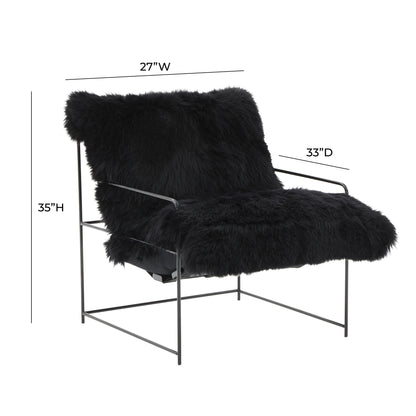 Emery Black Genuine Sheepskin Chair