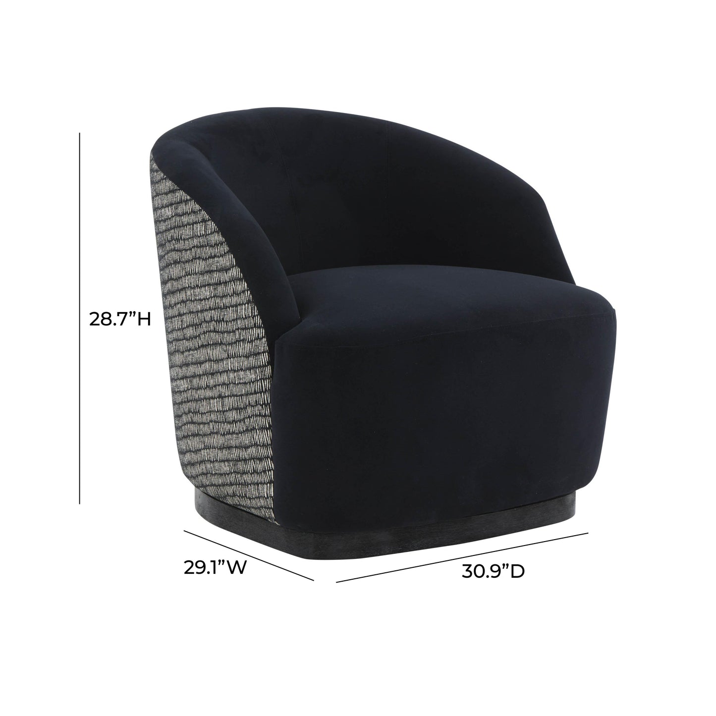 palla black velvet swivel chair