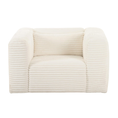 Brandy Fluffy Oversized Cream Corduroy Armchair