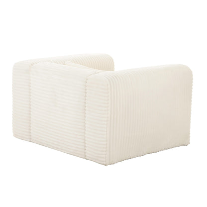 Brandy Fluffy Oversized Cream Corduroy Armchair