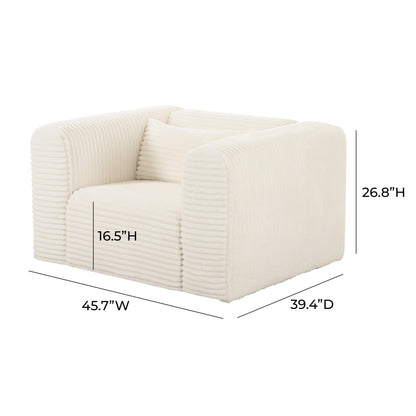 Brandy Fluffy Oversized Cream Corduroy Armchair