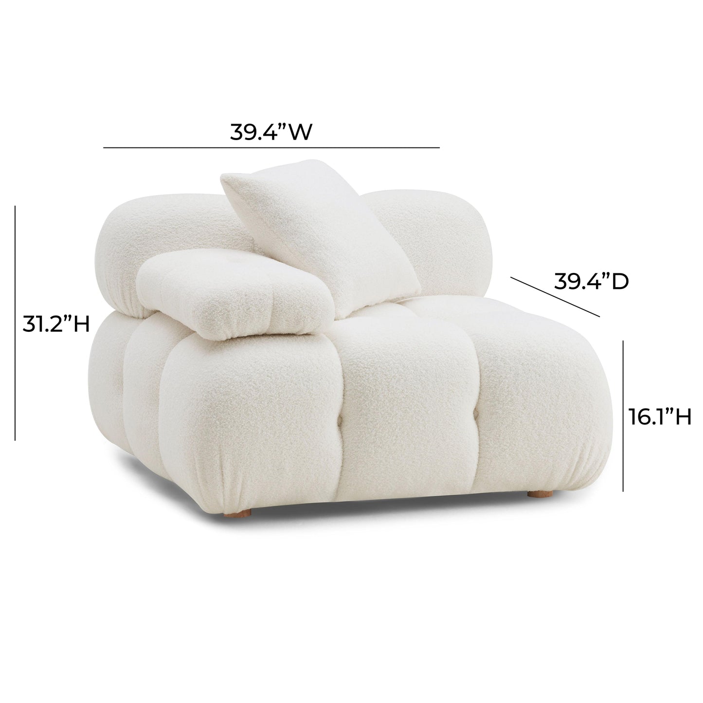 earl cream vegan shearling modular corner chair