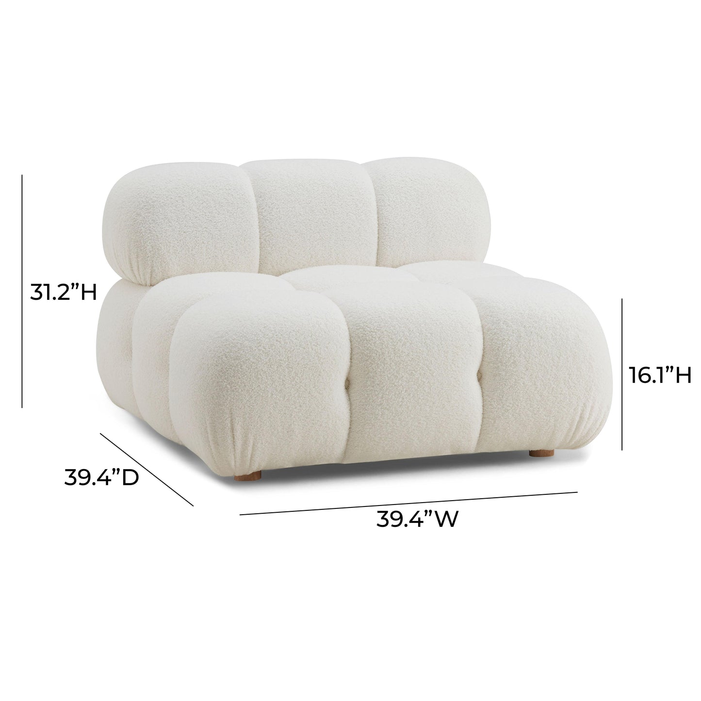 earl cream vegan shearling modular armless chair