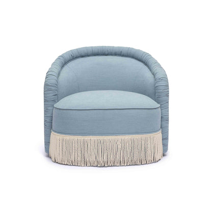 Desiree Faded Blue Recycled Fabric Tassel Lounge Chair