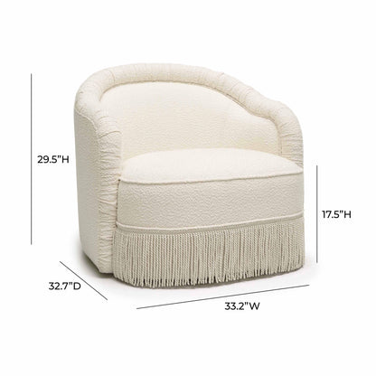 Desiree Cream Boucle Tassel Lounge Chair