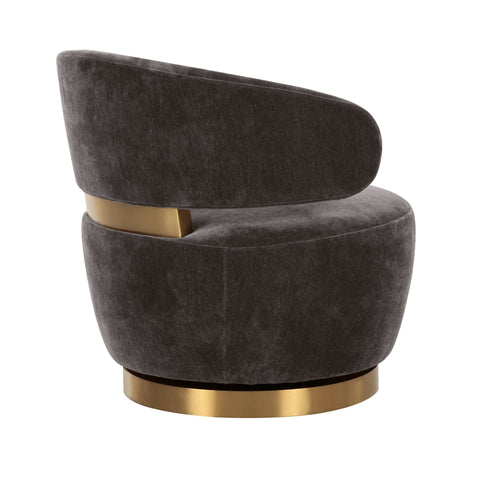 Arielle Beaumont Upcycled Contract-Grade Fabric Swivel Accent Chair - image 3