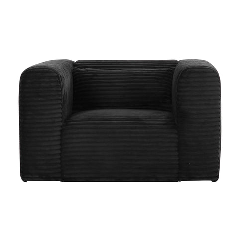 Maddie Fluffy Oversized Black Corduroy Armchair