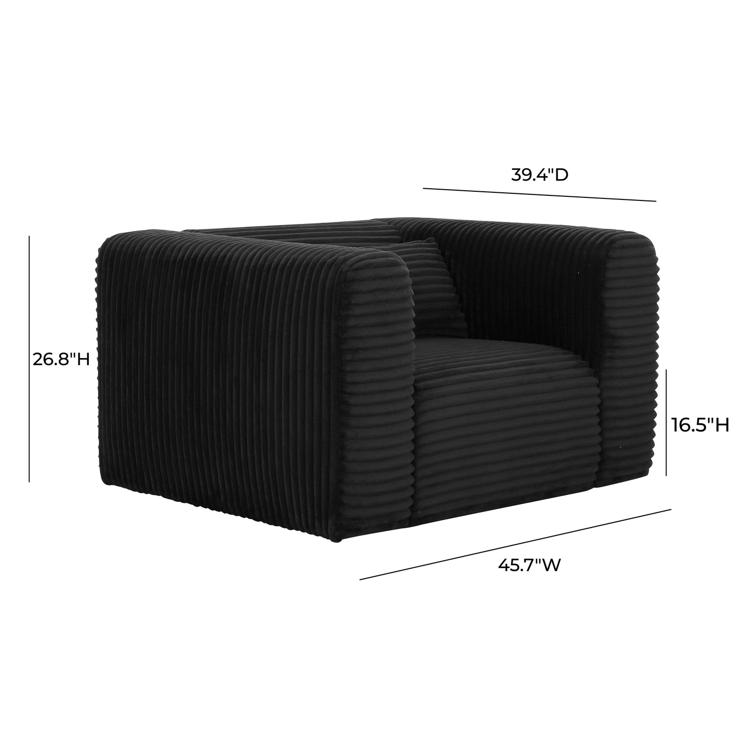 maddie fluffy oversized black corduroy armchair