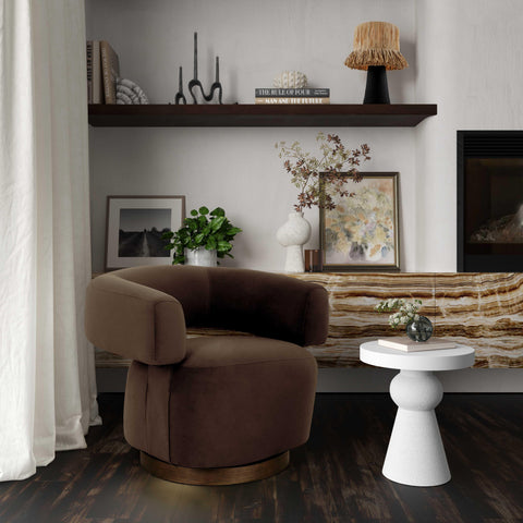 Valentina Savoy Chocolate Brown Performance Velvet Swivel Accent Chair - image 2