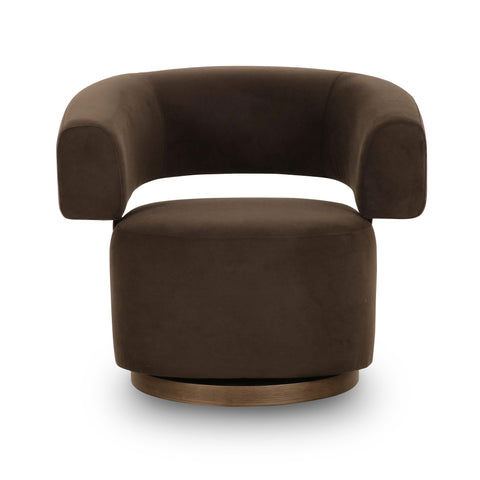 Valentina Savoy Chocolate Brown Performance Velvet Swivel Accent Chair - image 3