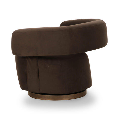 Valentina Savoy Chocolate Brown Performance Velvet Swivel Accent Chair - image 4