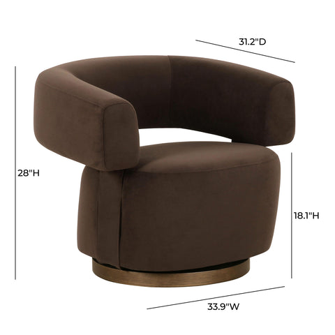 Valentina Savoy Chocolate Brown Performance Velvet Swivel Accent Chair - image 6