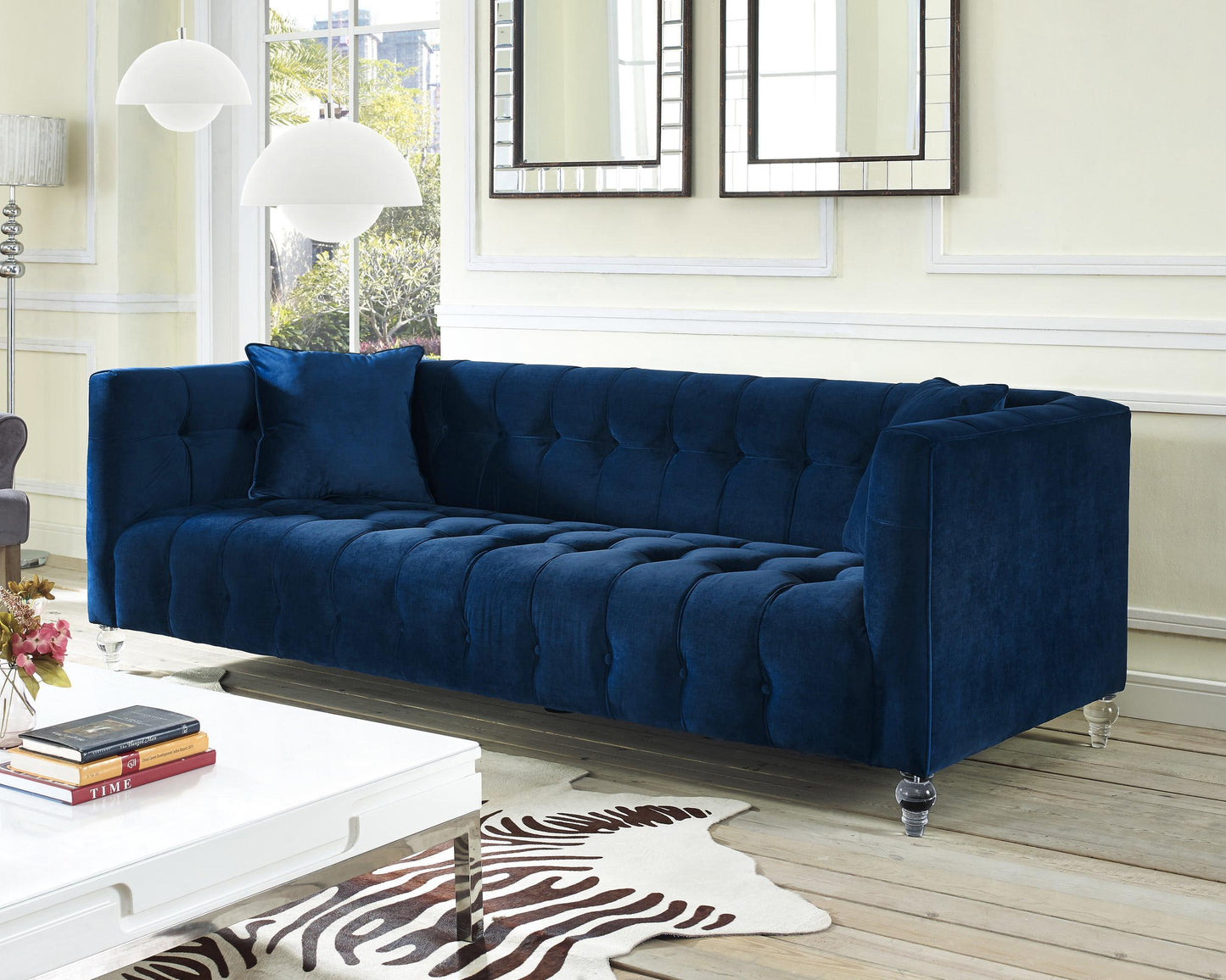 rapunzel navy velvet sofa